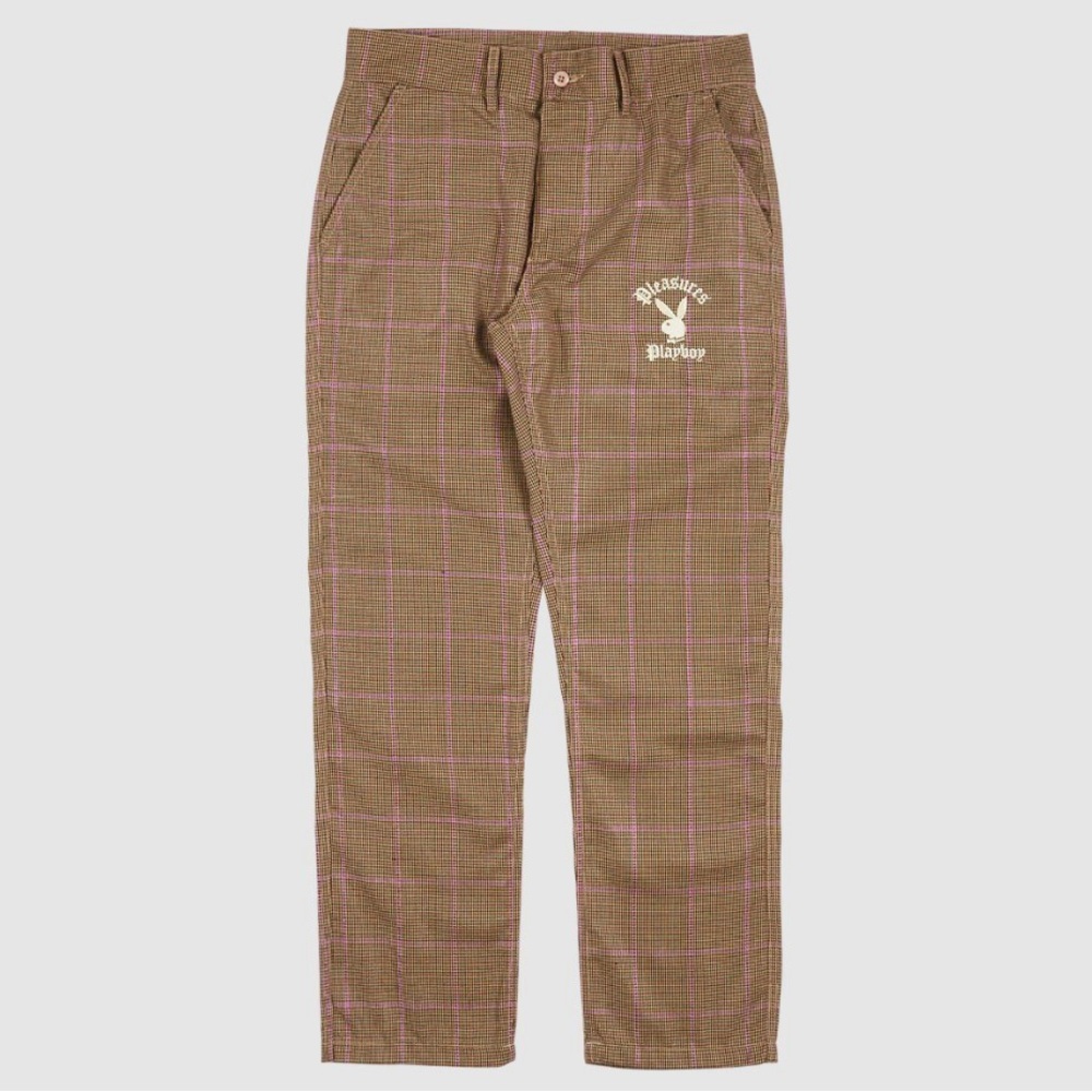 Pleasures x Playboy Plaid Trousers Brown with Embroidered Logo